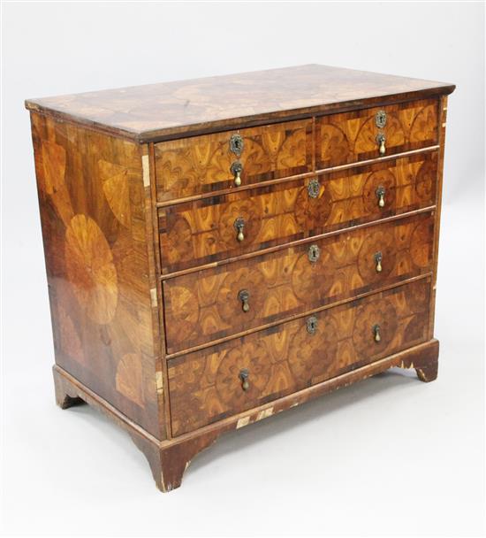 An 18th century and later oyster veneered chest, W.3ft 3in.